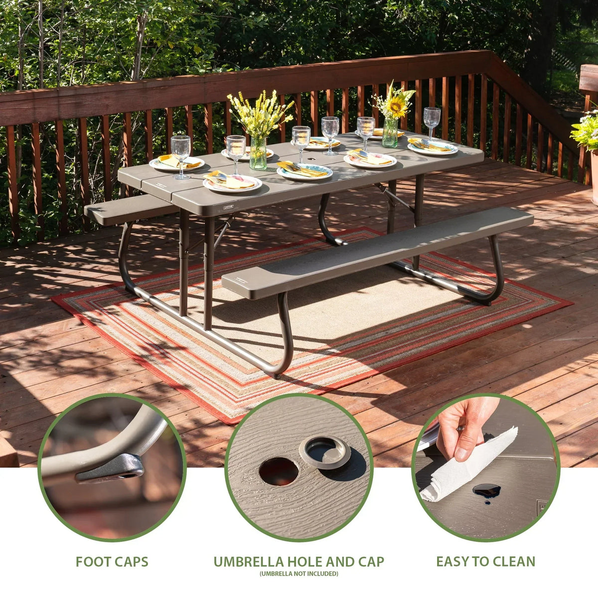Lifetime 6 Foot Folding Picnic Table, Brown, 60105