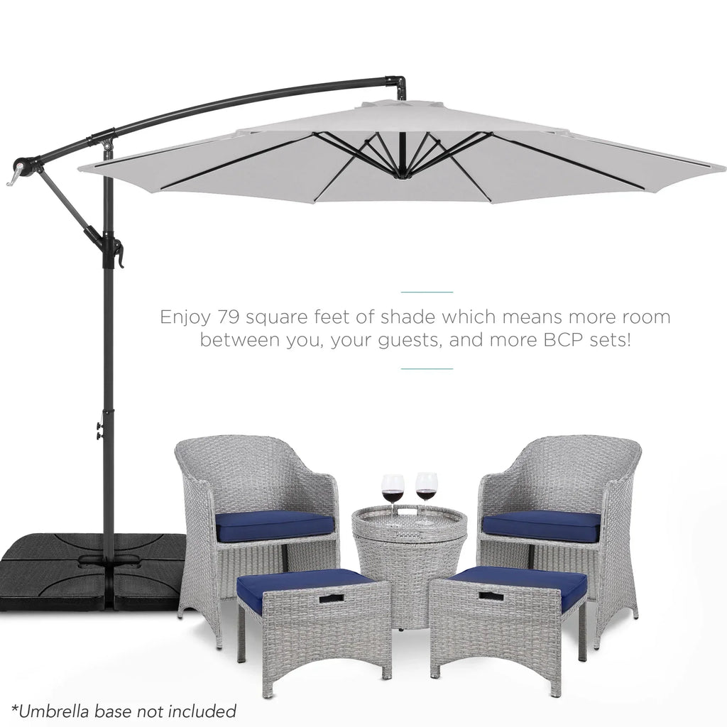 2026 NewBest Choice Products 10ft Offset Hanging Outdoor Market Patio Umbrella w/ Easy Tilt Adjustment - Tan