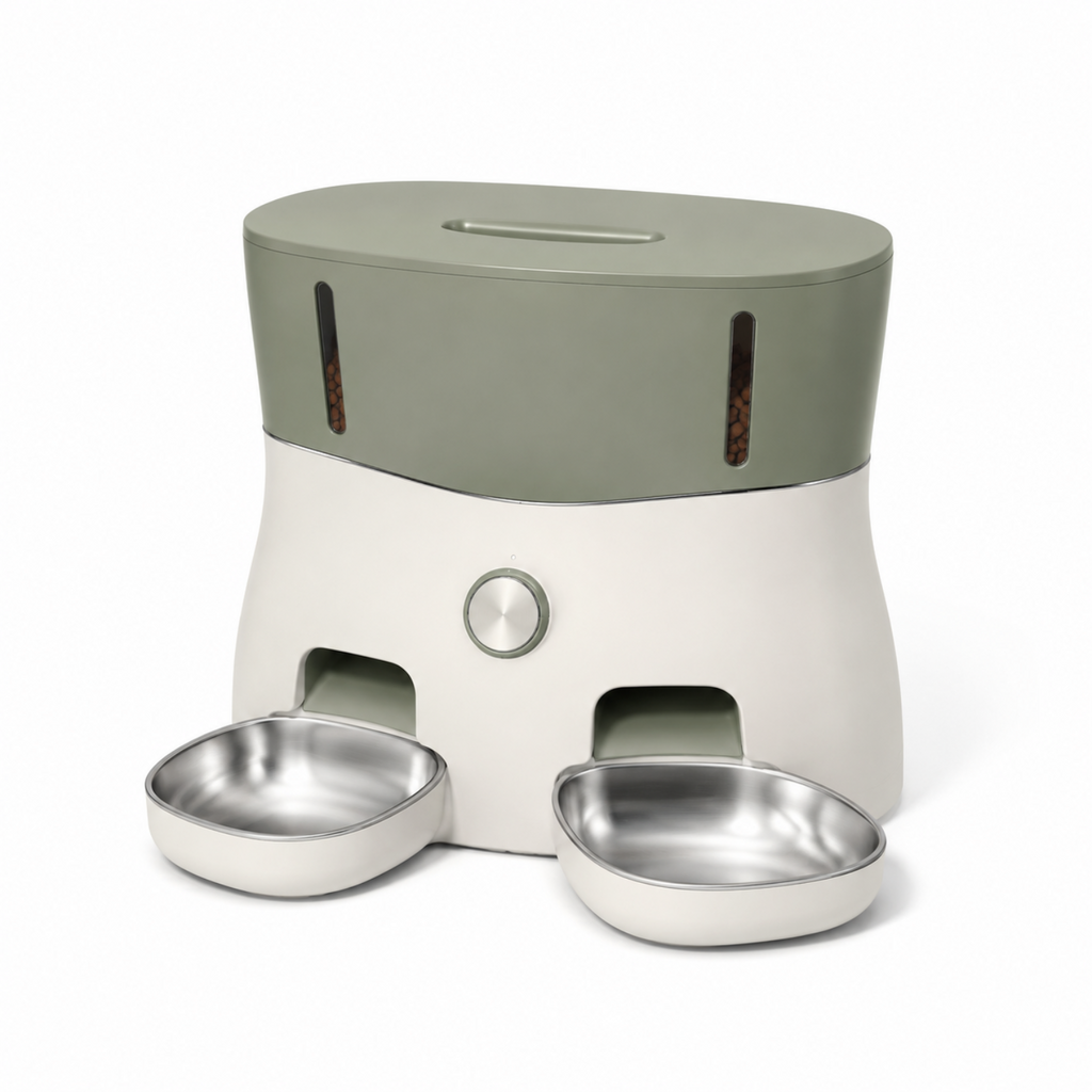 5.5L Dual-Hopper Automatic Pet Feeder with Twin Stainless Steel Bowls