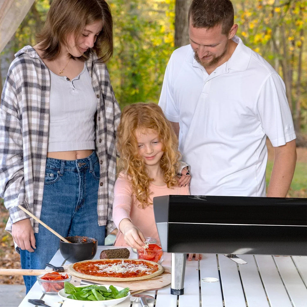 2026 NewDeco Chef Outdoor Gas Pizza Oven, Portable Collapsable Design, Hassle-Free Self-Rotating Baking Stone, Black