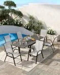 2026 NewAtaucjin Stackable Dining Chairs Set of 4, High-Back Patio Dining Chairs Set, Outdoor Chairs with Textilene Fabric & Metal Frame for Lawn Backyard