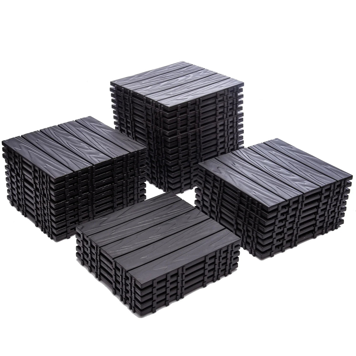 76 - Pack Plastic Interlocking Deck Tiles - 68.80 Sq.ft Outdoor Plastic Flooring Super Durable & Waterproof All