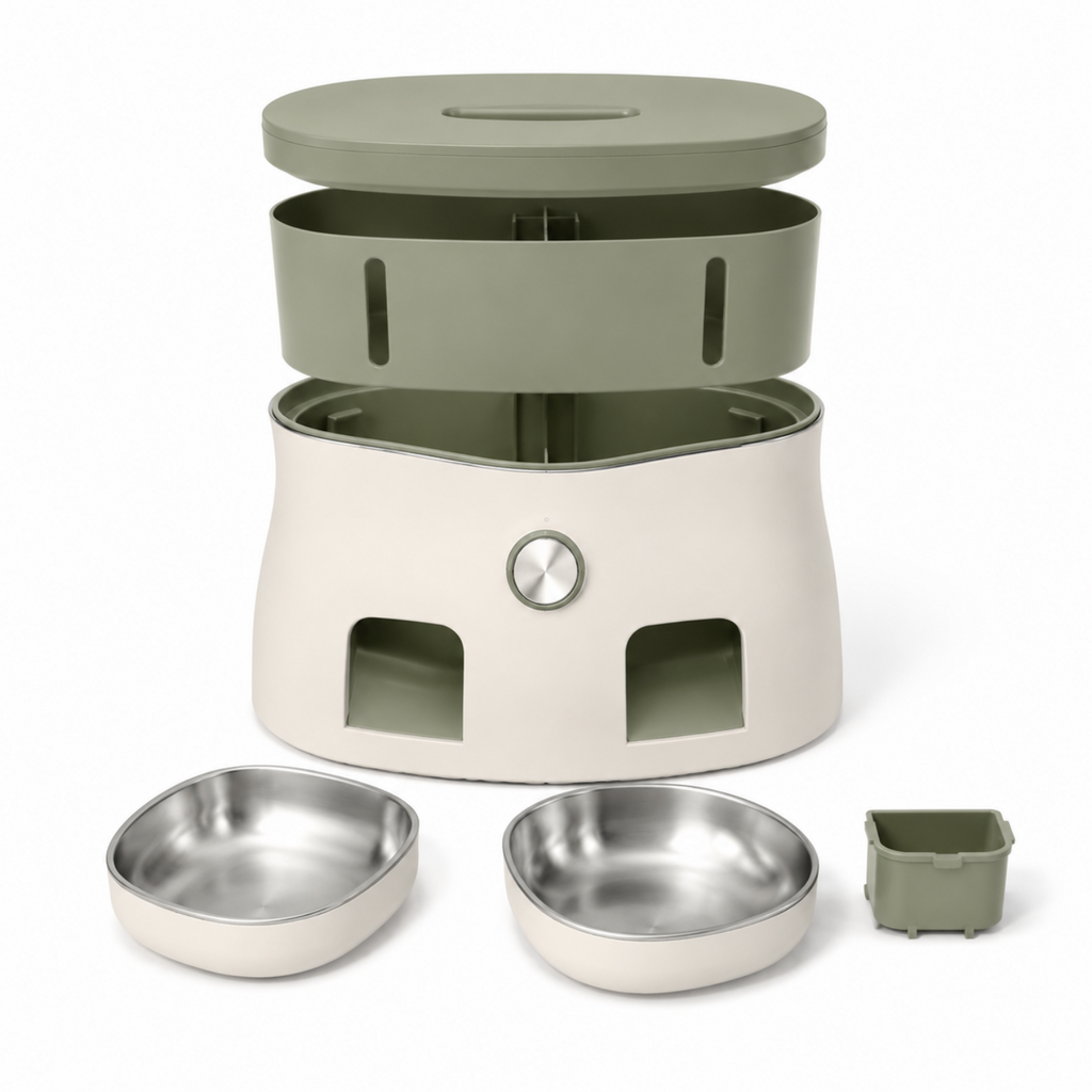 5.5L Dual-Hopper Automatic Pet Feeder with Twin Stainless Steel Bowls