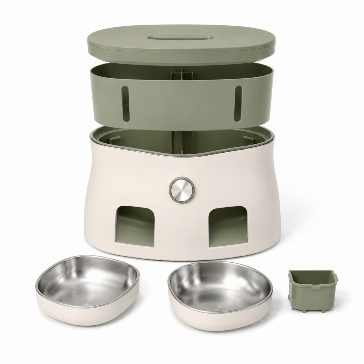 5.5L Dual-Hopper Automatic Pet Feeder with Twin Stainless Steel Bowls