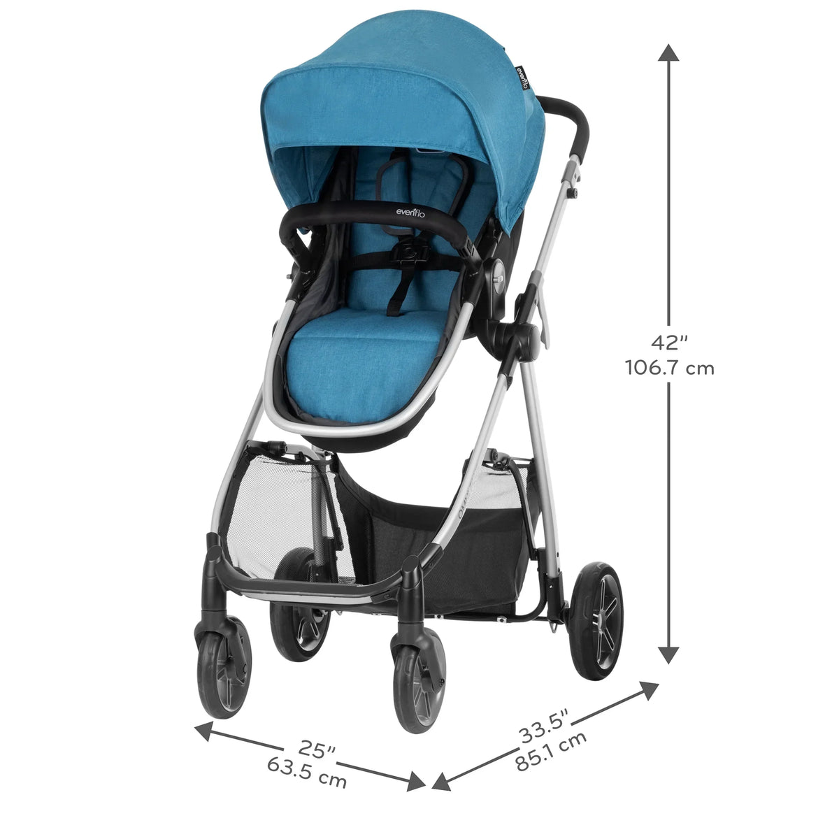 2026 NewEvenflo Omni Plus Modular Travel System with LiteMax Sport Infant Car Seat, Mylar Gray, Unisex