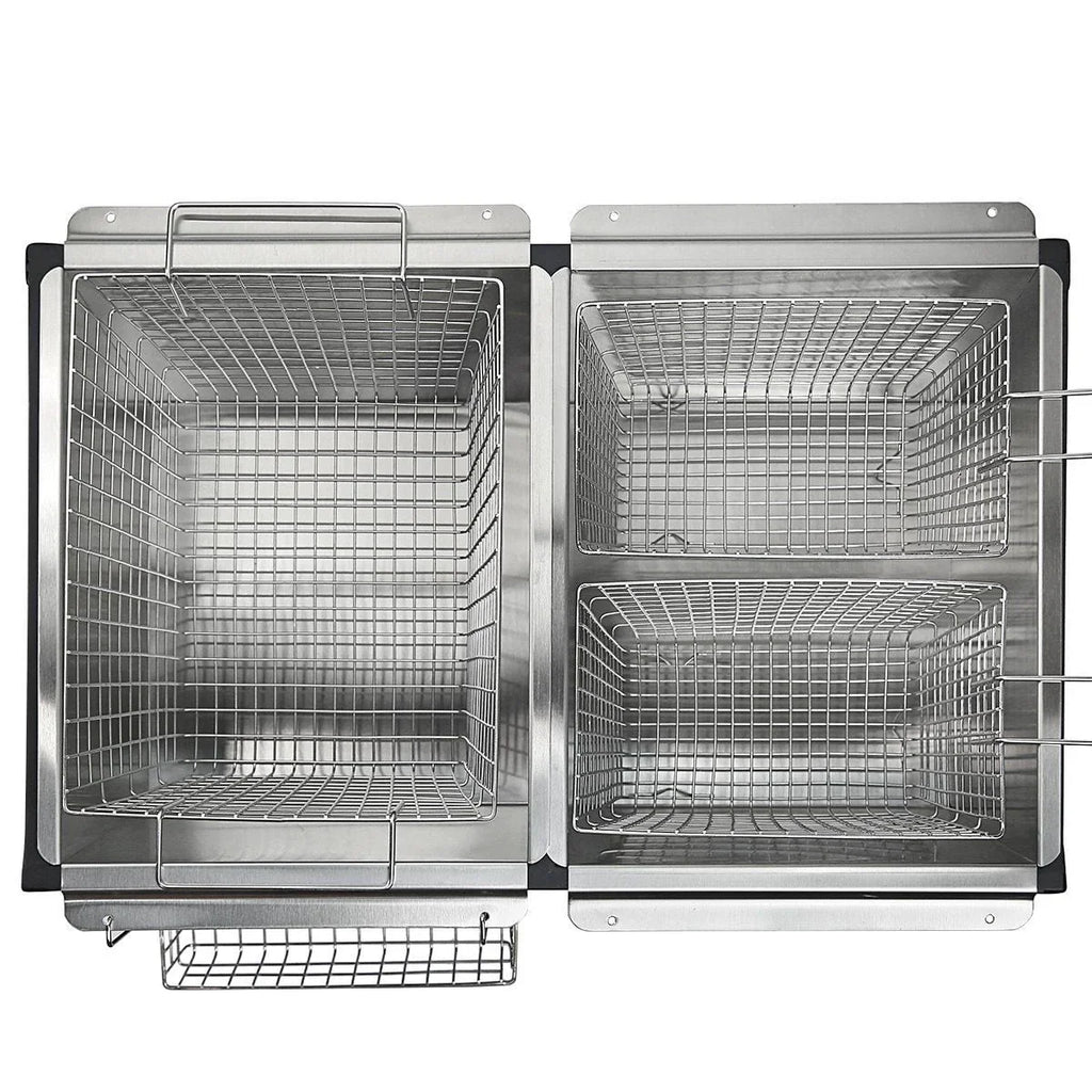 2026 NewBarton High-Pressure Deep Fryer Triple Basket Dual Burner Stainless Steel Cooker Fryer Black