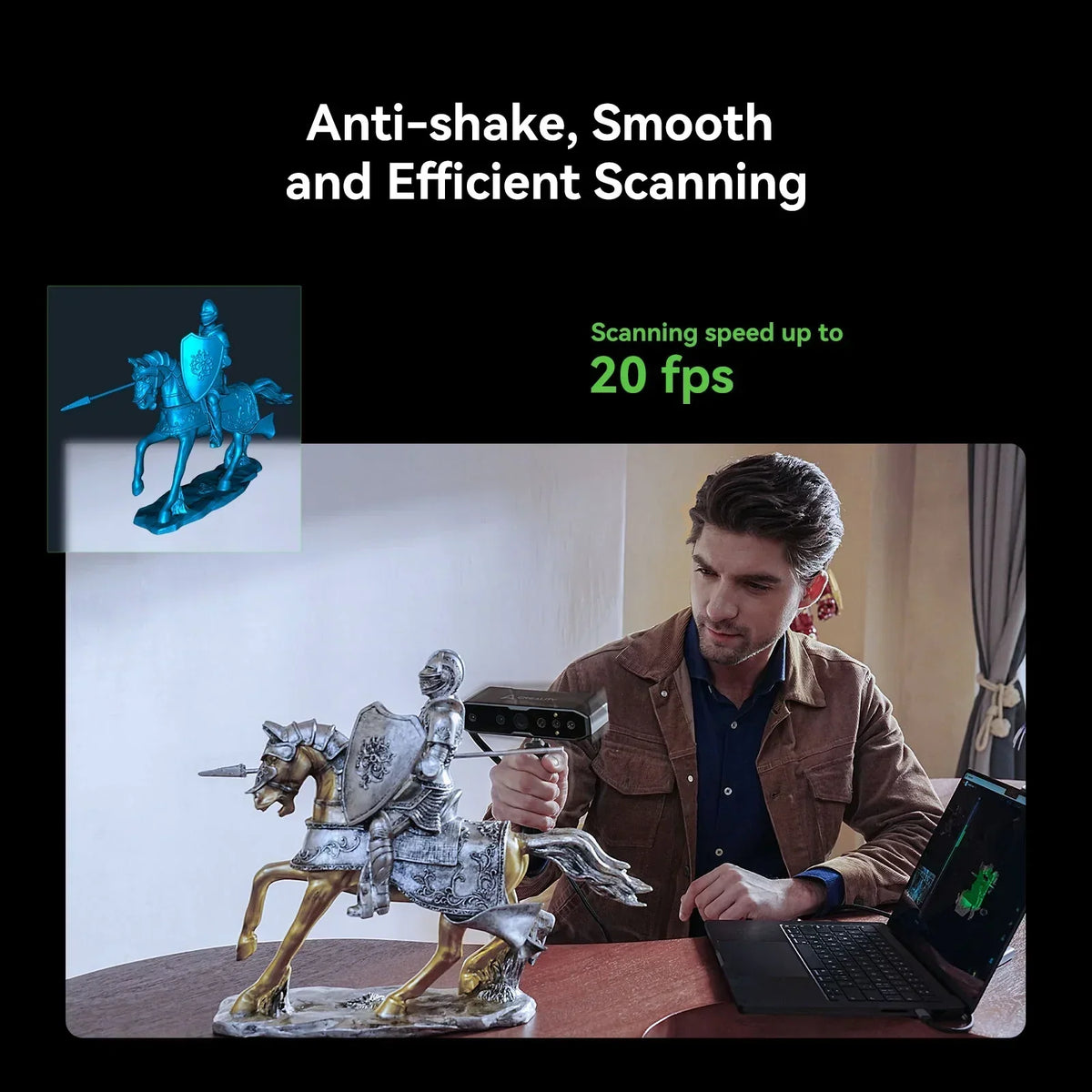 2026 NewCreality CR-Scan Otter 3D Scanner Kit High Accuracy 0.02mm with 8 LED Infrared Lights 24 Bit Full-Color Scan, Noiseless, Sensitive Operation for Windows/macOS