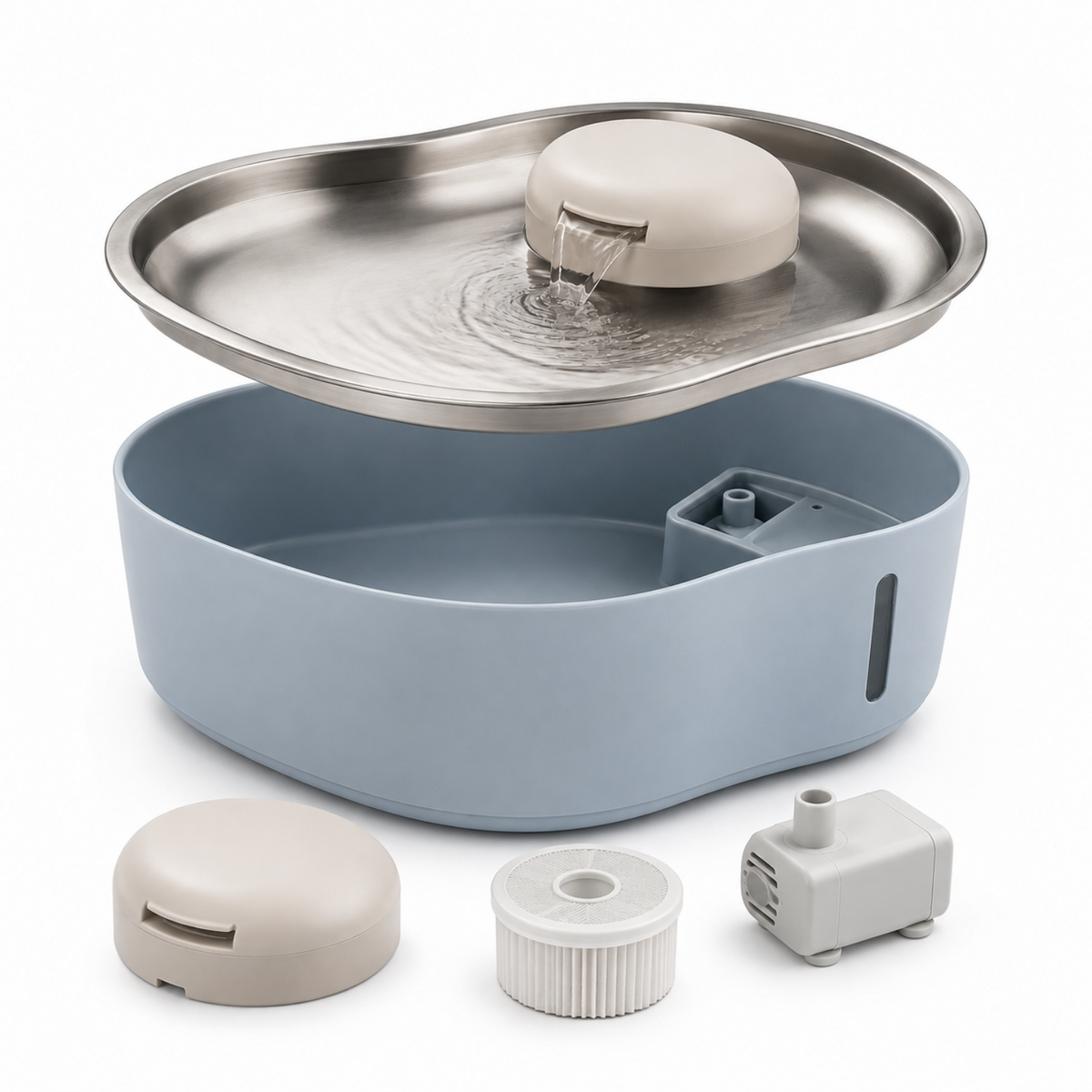 6L Wide-Deck Stainless Steel Pet Water Fountain
