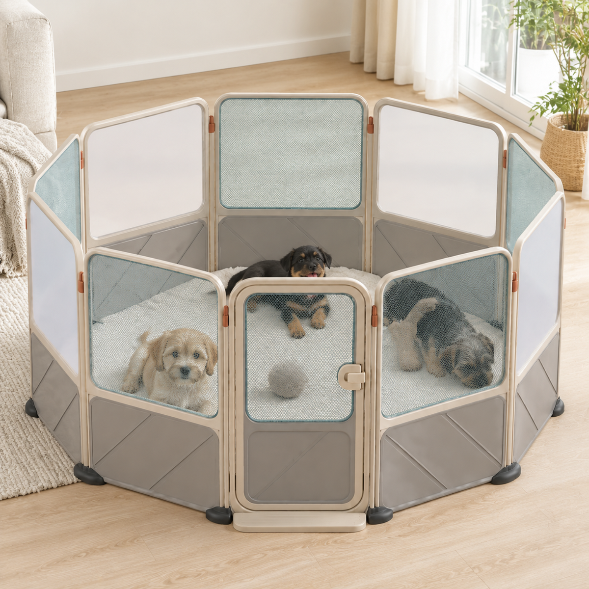 8-Panel Modular Indoor/Outdoor Pet Playpen with Door