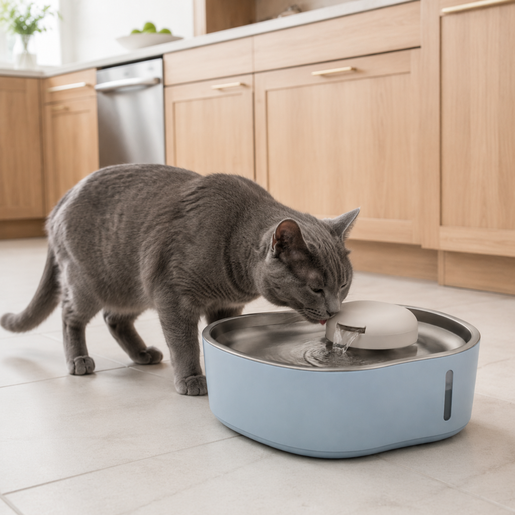 6L Wide-Deck Stainless Steel Pet Water Fountain