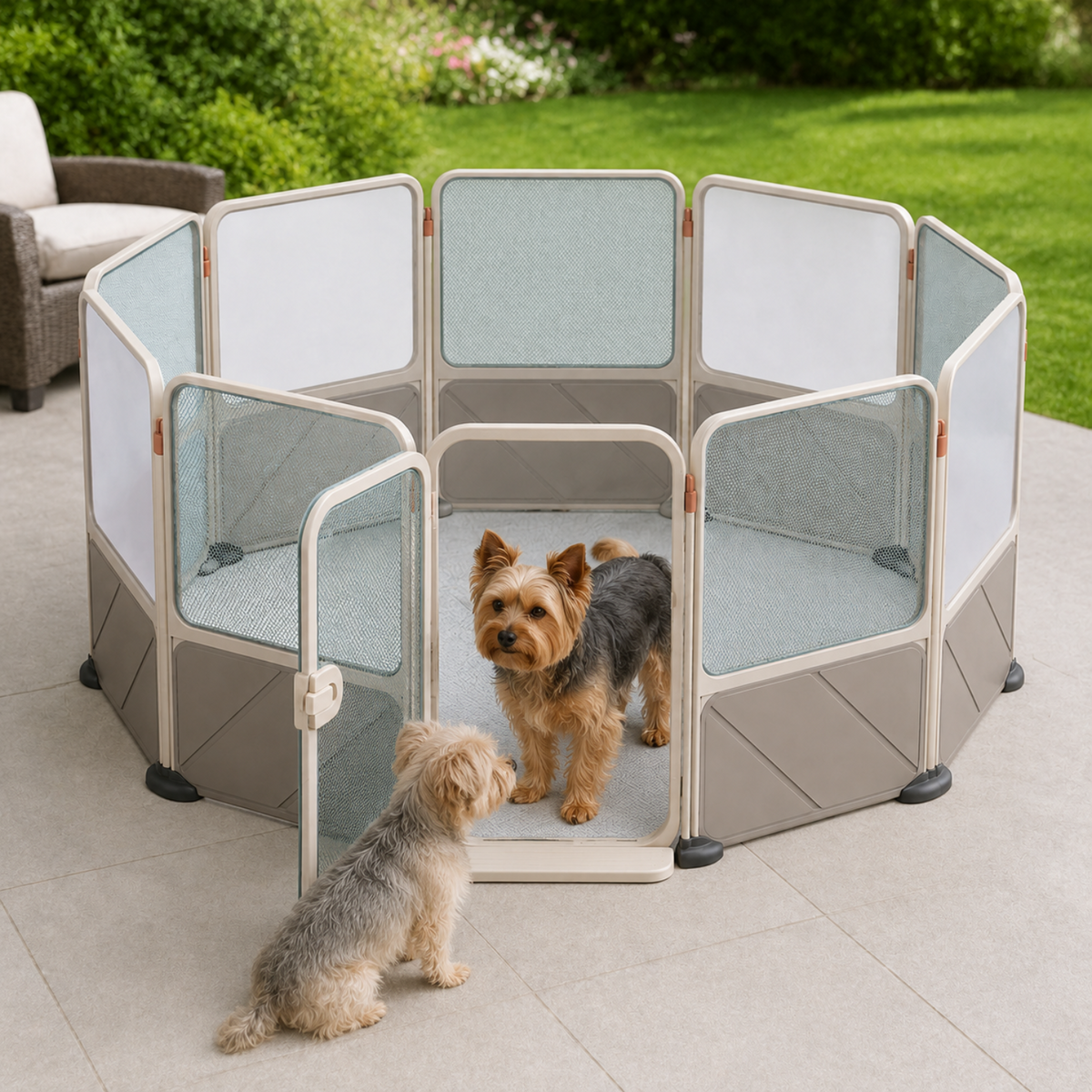 8-Panel Modular Indoor/Outdoor Pet Playpen with Door