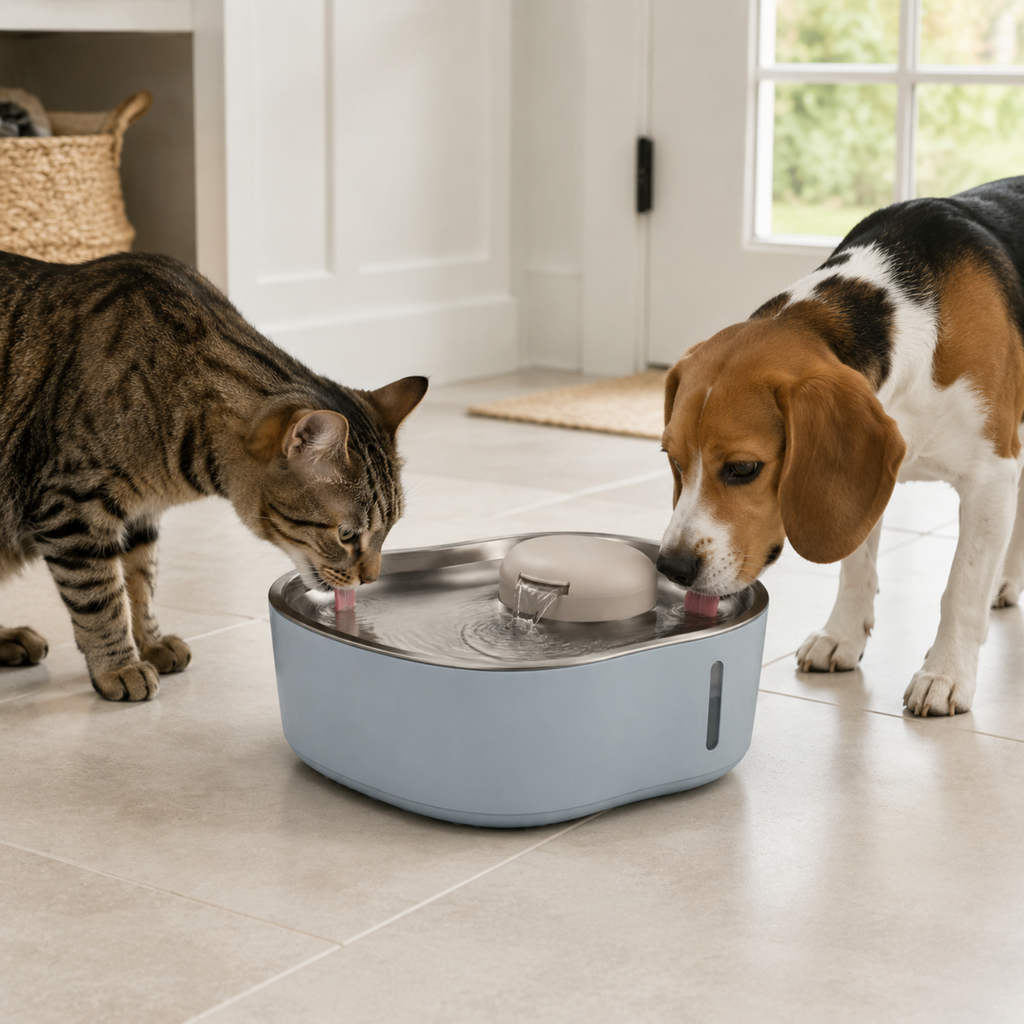 6L Wide-Deck Stainless Steel Pet Water Fountain