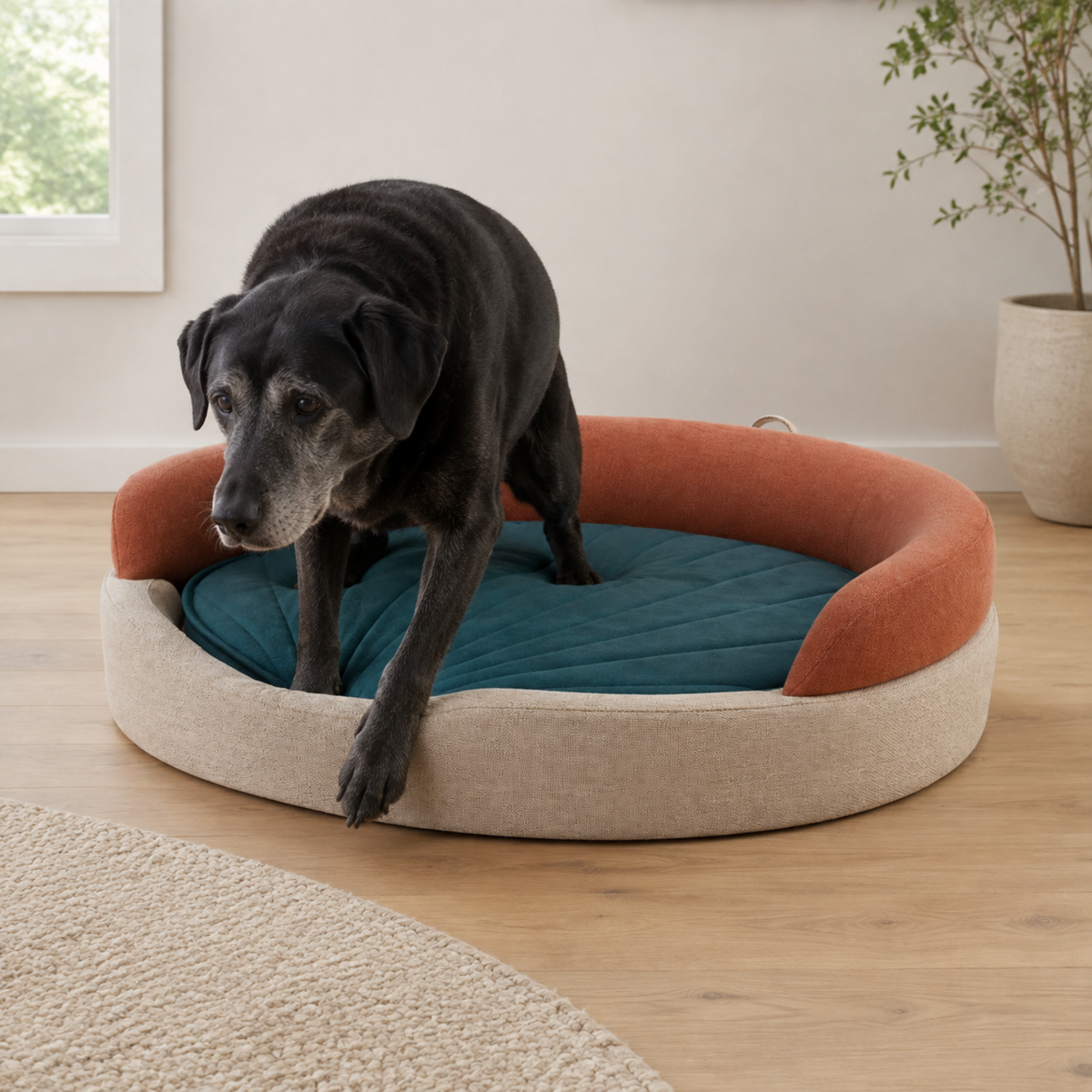 42-in Dual-Layer Orthopedic Dog Bed with Low Entry