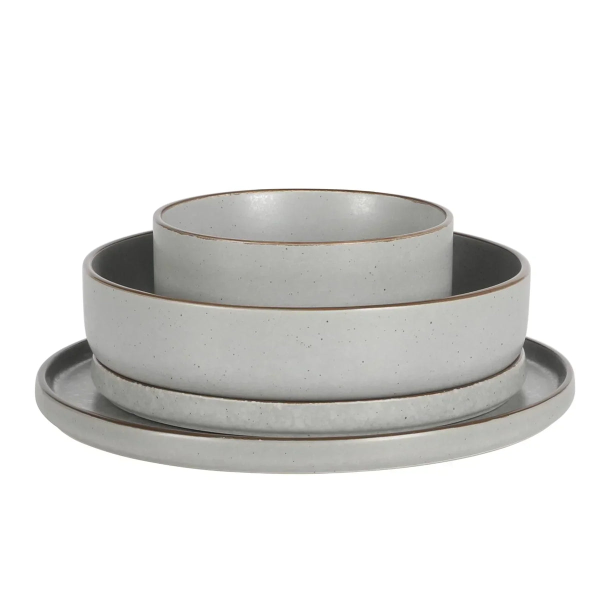 2026 NewGibson Elite Gelston Stoneware Matte Reactive Glaze 16 Piece (Service for 4) Plates and Bowl Dinnerware Set - Grey