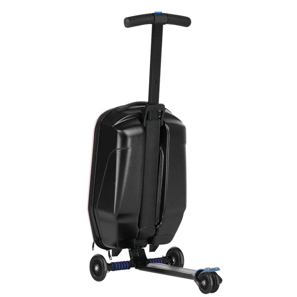 2026 NewAdvwin Scooter Luggage for Kids & Adults, Hardside Ride on Suitcase for Kids Ages 4-15 Multifunctional Lightweight Foldable Carry on Luggage with Wheels Ride on for Children Teenagers, Pink