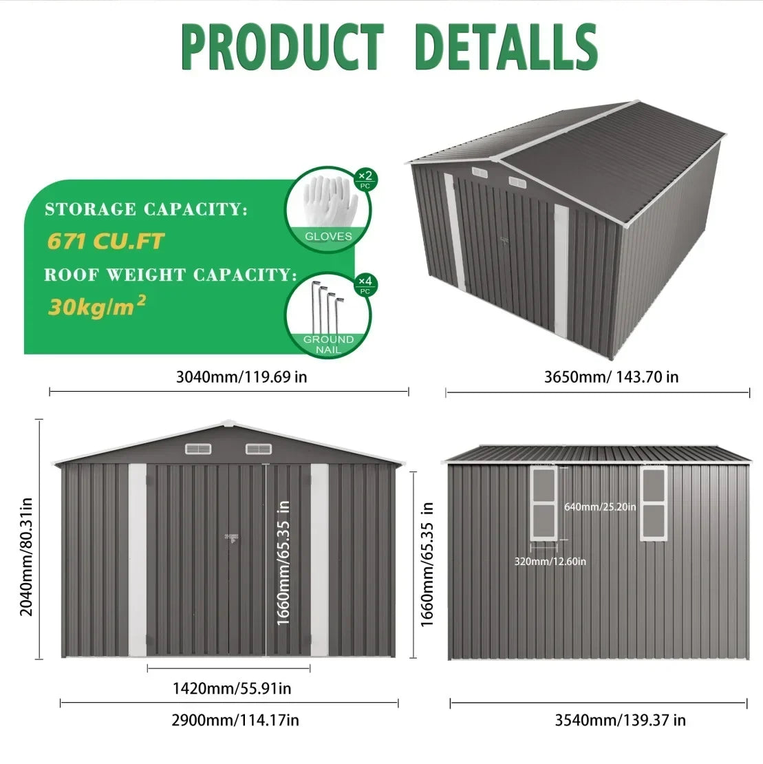 2026 New10 x 8 FT Outdoor Storage Shed, Large Metal Storage Shed, Lockable Door and Air Vent, Clear Window Garden Tool Shed for Bicycles, Tools, Lawnmowers, Backyards, Patios, Lawns - Gray