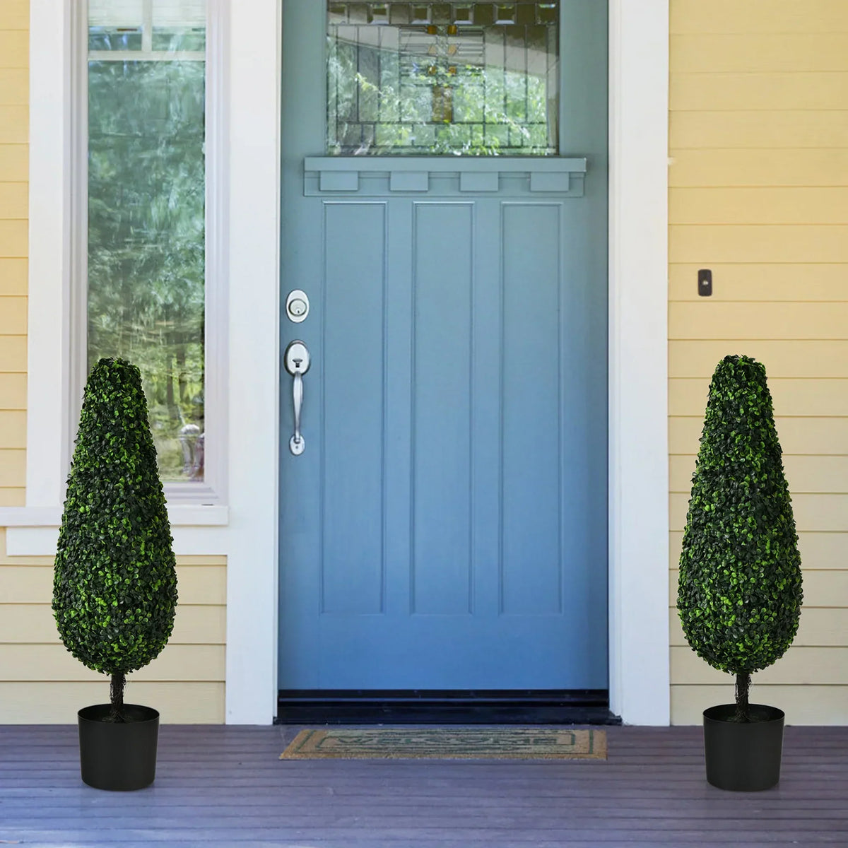 2026 NewCostway 2 Pack 3FT Artificial Tower Topiary Tree UV Resistant Indoor Outdoor
