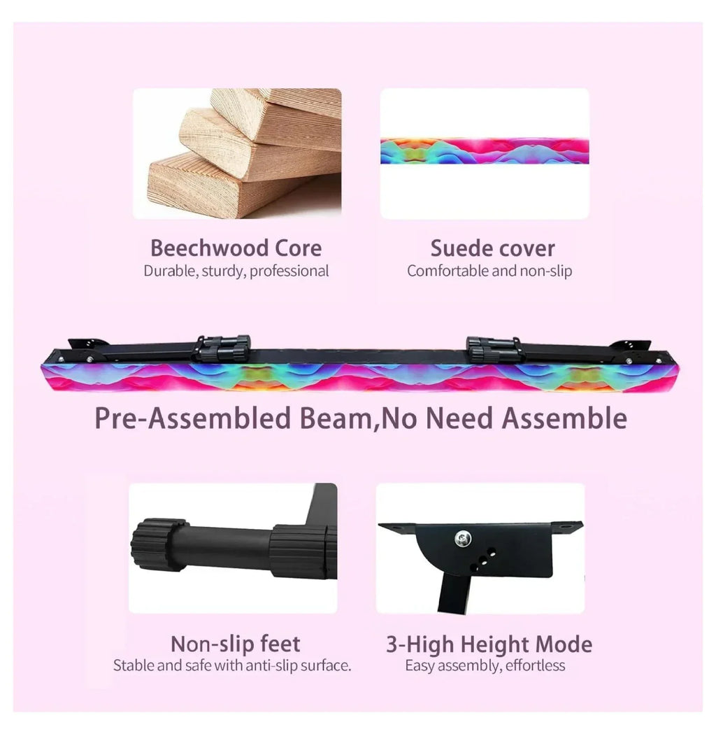 2026 New8FT Adjustable&Foldable Gymnastics Balance Beam,Home Gym Equipment,Easy Assembling and Storage,No Tool Require,for Kids Children Girls Training