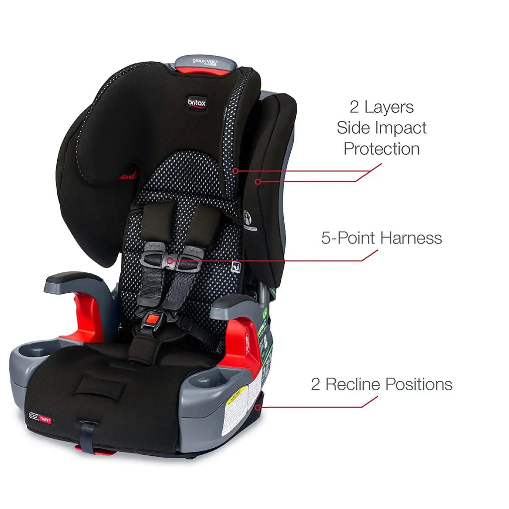 2026 NewBritax Grow With You ClickTight Harness-2-Booster Car Seat. 2-in-1 High Back Booster. Cool Flow Grey
