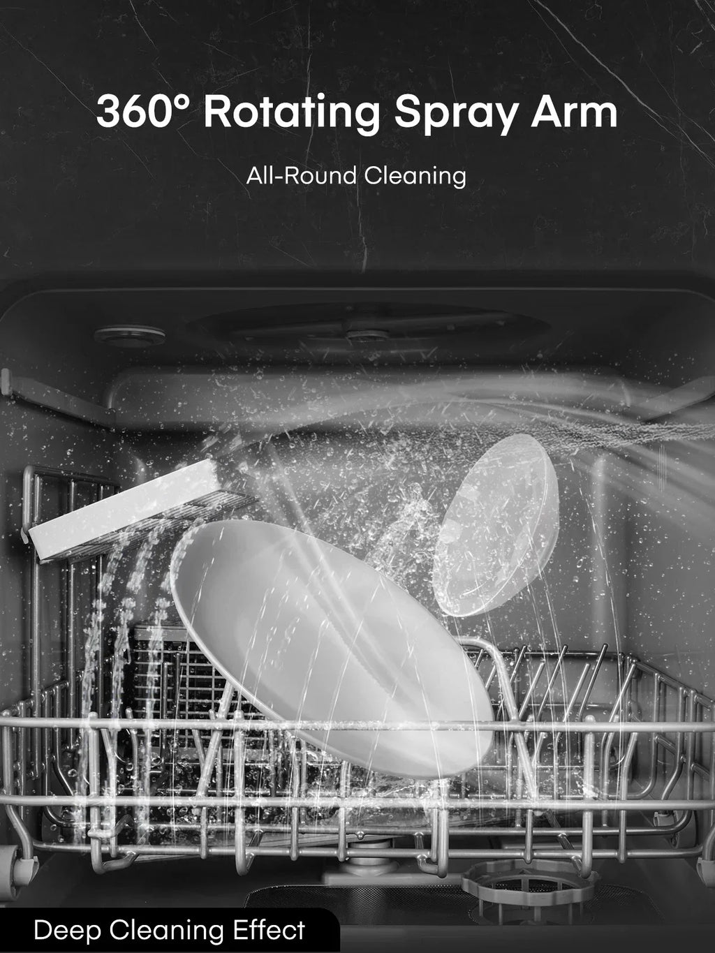 2026 NewFOHERE Countertop Dishwasher with 6H Delay Cleaning, Portable Dishwasher w/5L Built-in Water Tank, 6 Programs, 360" Dual Spray, High-Temp
