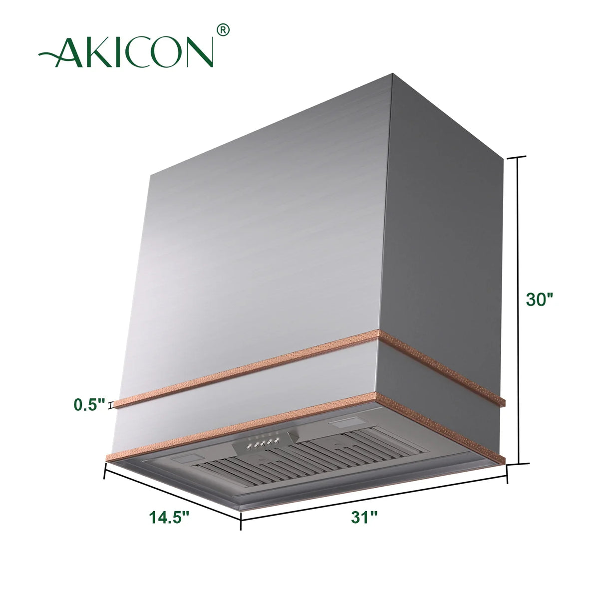 2026 New Akicon Range Hood 30 Inch, 600 CFM Ducted Vent Hood, Stainless Steel Box Kitchen Hood with 2 LED Lights, Removable Baffle Filters