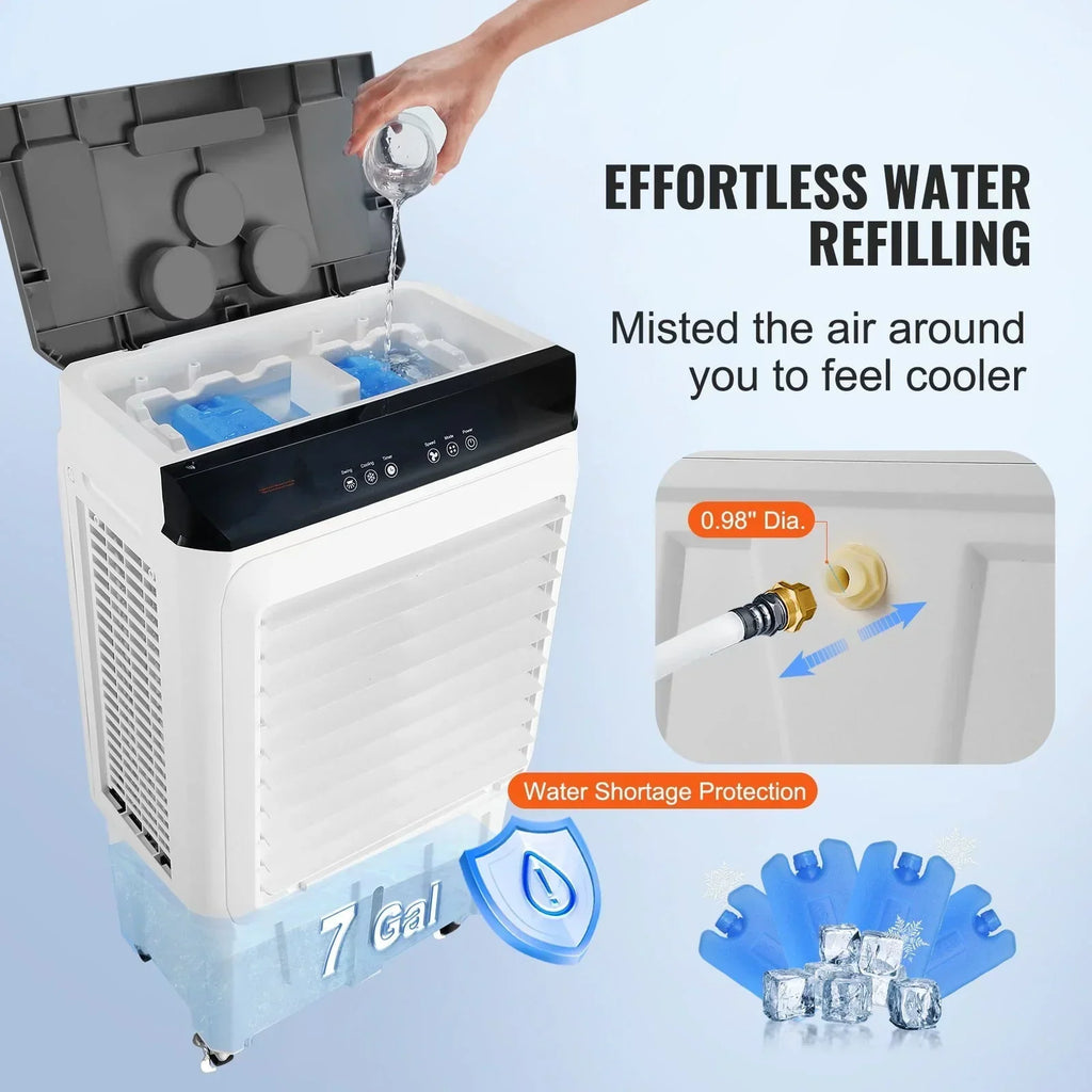 2026 NewBENTISM Evaporative Cooler Swamp Cooler 3-in-1 2100 CFM 7 Gal 12h Timer Air Humidifier