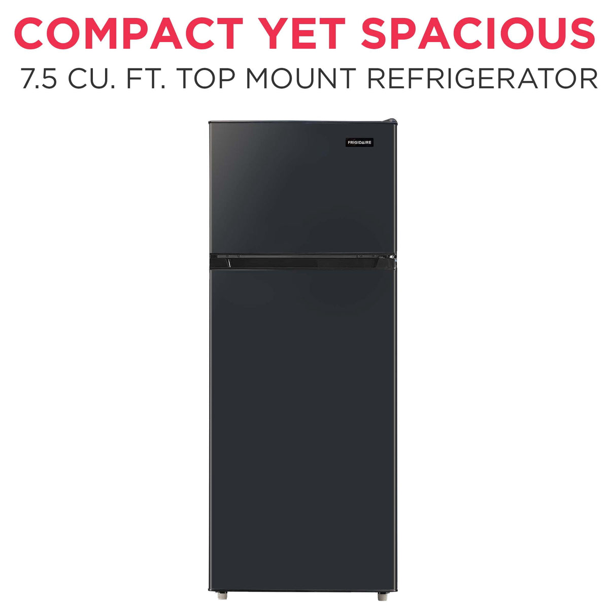 Frigidaire 7.5 Cu. ft Top Freezer Refrigerator, Compact Fridge for Apartment, Kitchen, Office, Garage, Black