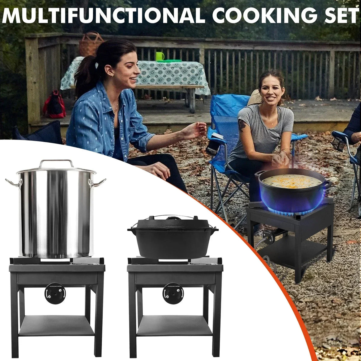 2026 NewFrizi 1-Burner Propane Gas Outdoor Stove �C 260,000 BTU, 0-30 PSI Adjustable Regulator & Steel-Braided Hose