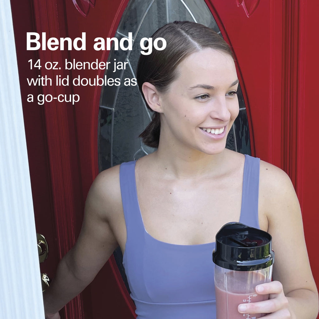 Hamilton Beach Personal Blender for Smoothies with Travel Lid, 14 oz, Black