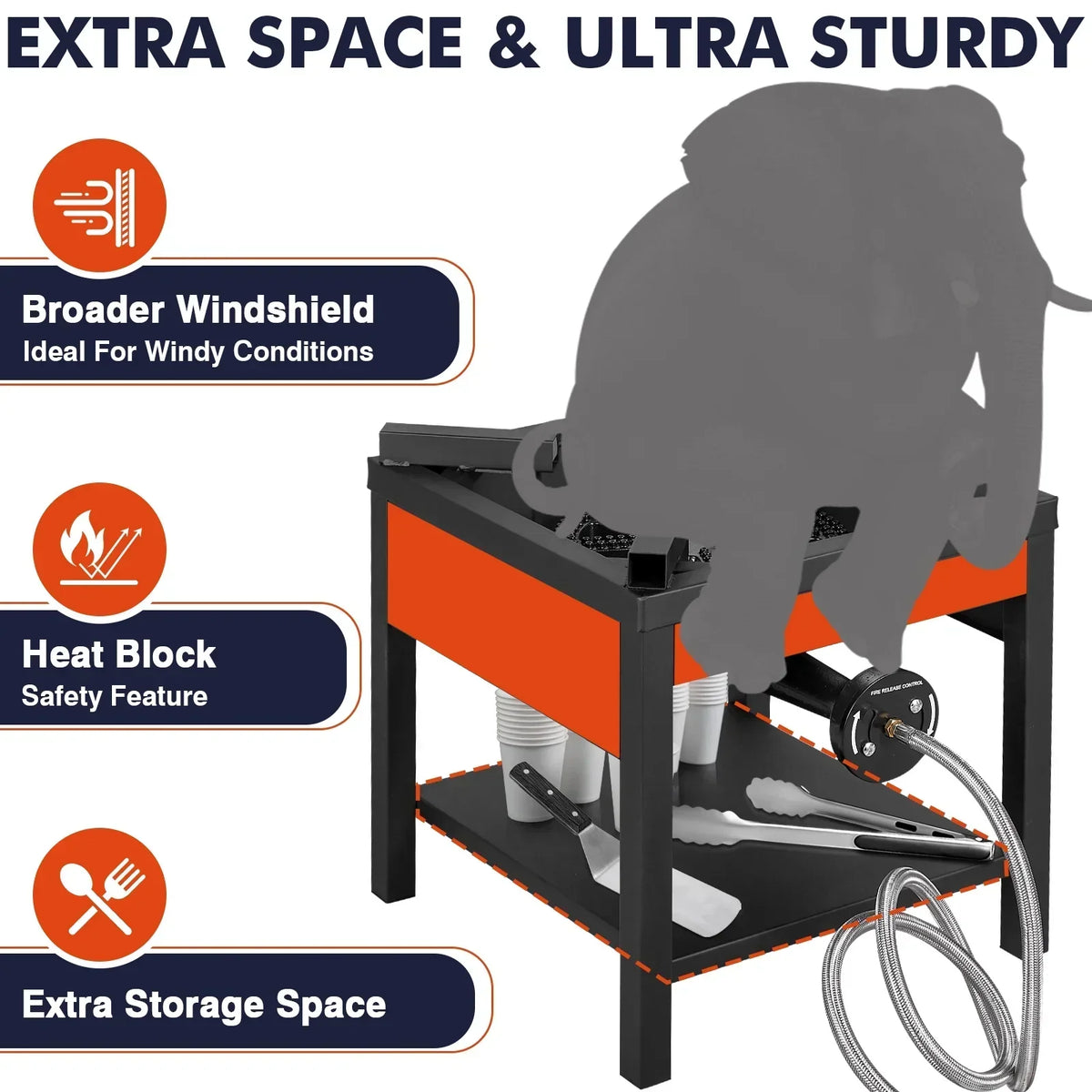 2026 NewFrizi 1-Burner Propane Gas Outdoor Stove �C 260,000 BTU, 0-30 PSI Adjustable Regulator & Steel-Braided Hose