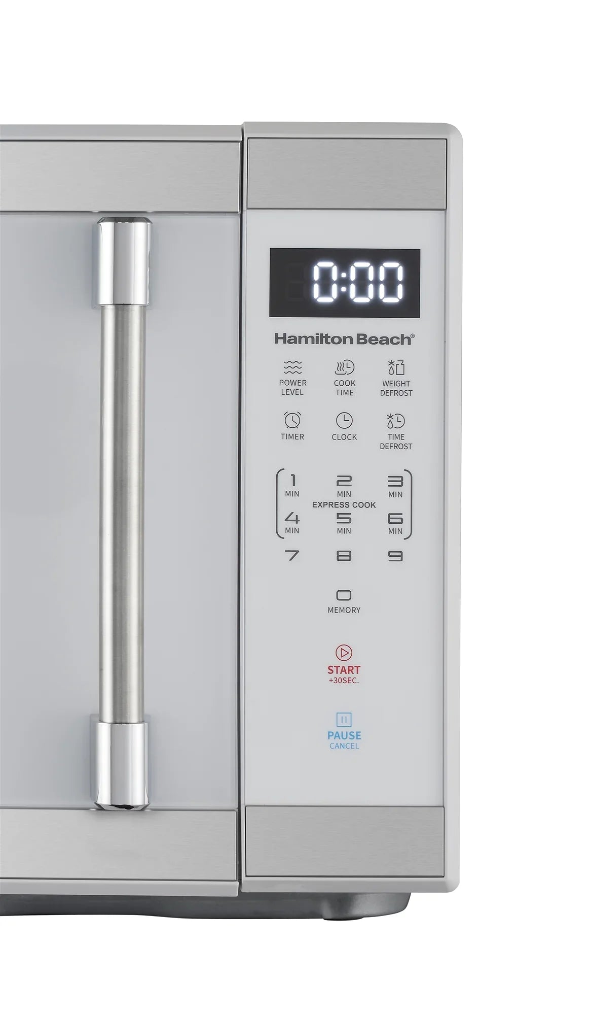 Hamilton Beach 1.1 Cu. Ft. Countertop Microwave Oven, 1000 Watts, White Stainless Steel
