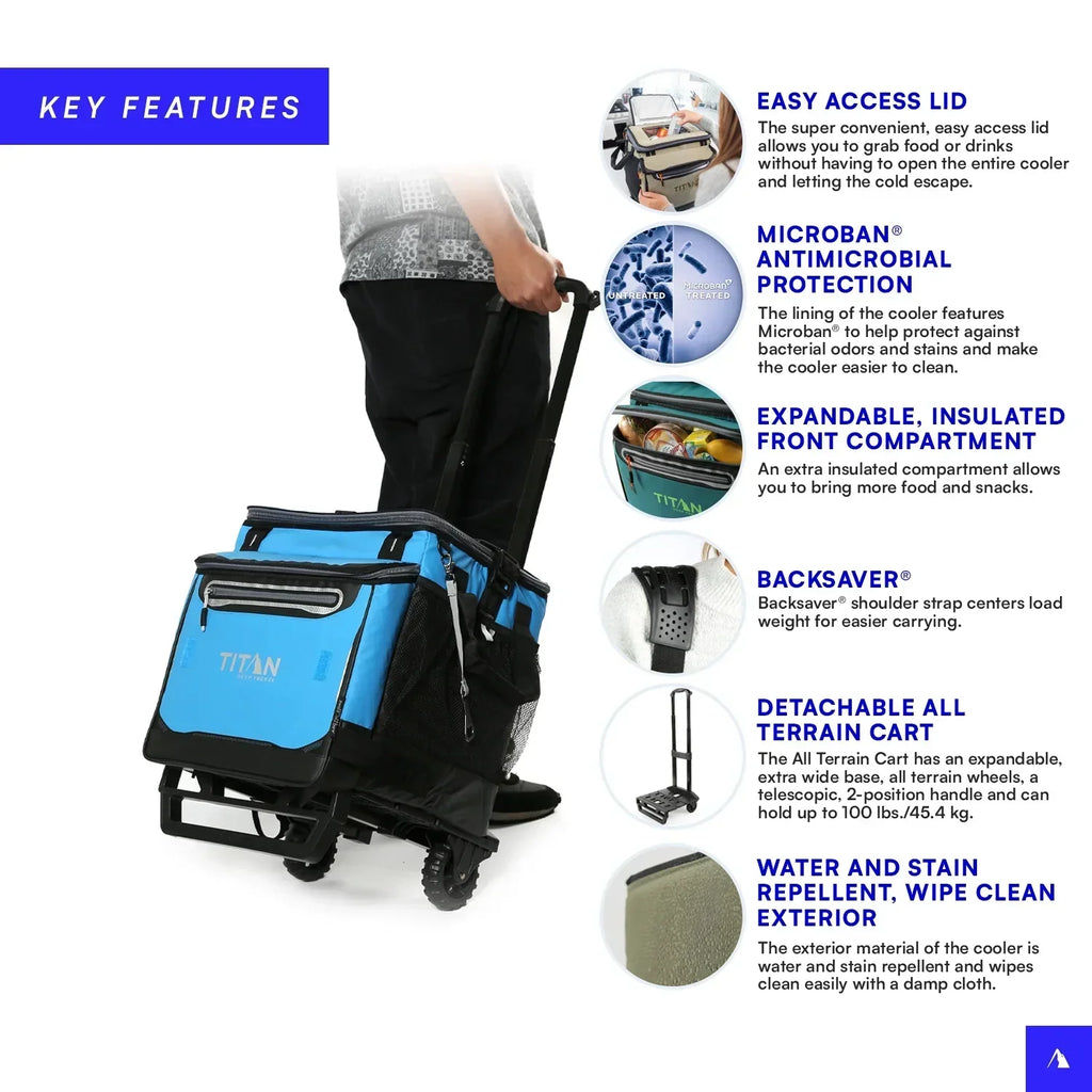 2026 NewArctic Zone Titan Deep Freeze 60(50+10) Can/40 Quart Wheeled Cooler - Process Blue