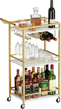2026 New3 Tier Bar Cart, Mini Liquor Utility Cart for Wine Beverage Dinner Party, Rolling Wine Coffee Drink Serving Cart with Lockable Wheels for Home Kitchen