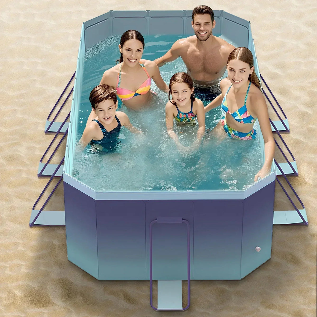 2026 NewFoldable Swimming Pool, Large Non-Inflatable Outdoor Pools for Kids Adults Above Ground Pools, 116in
