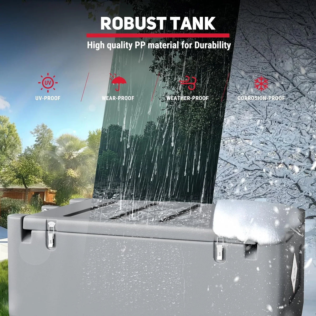 2026 NewFuel Transfer Tank, 50 Gallon for Gasoline & Diesel, Gas Tank with 10.6 GPM Fast Flow Rate 12V DC Transfer Pump,13.1 ft Power Cord Portable Gas Tank, Red