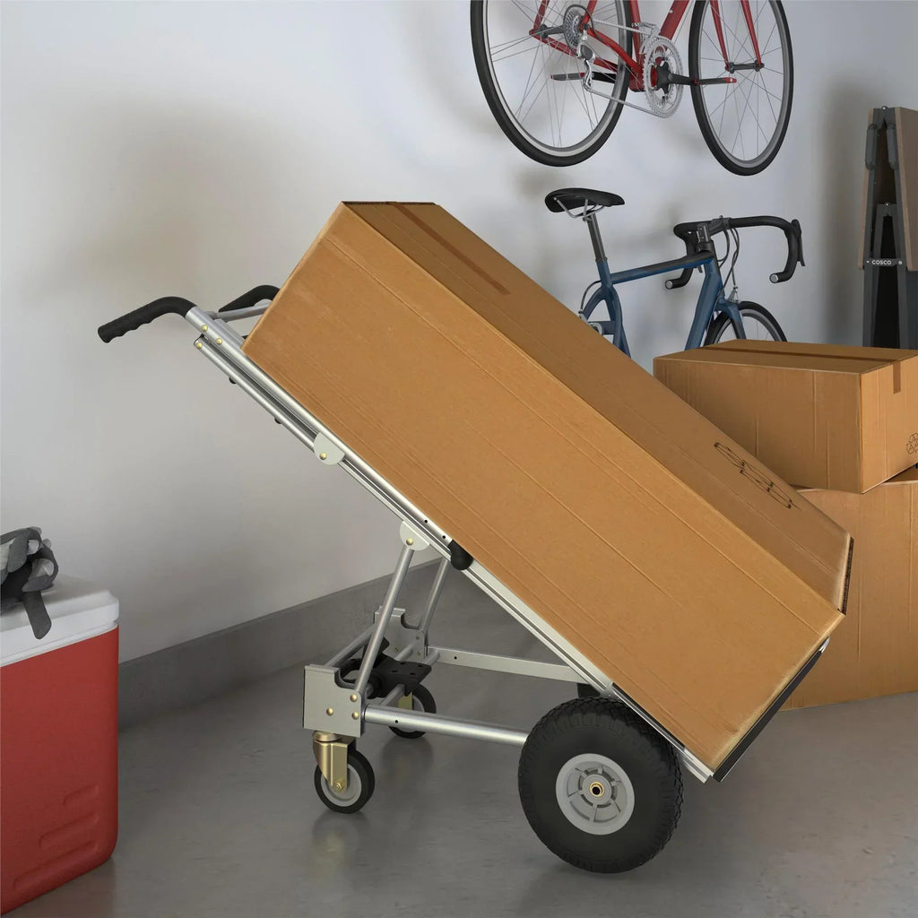 2026 NewCosco 3-in-1 Assist Series Aluminum Hand Truck/Assisted Hand Truck/Cart w/ flat free wheels, Silver