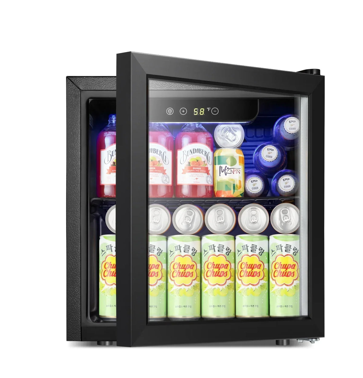 2026 NewAuseo 1.3 Cu.ft. Mini Beverage Refrigerator Cooler - 55 Can &12 Bottle Mini Fridge with Double Glass Door, for Home/Bar/Office, Electronic touch control