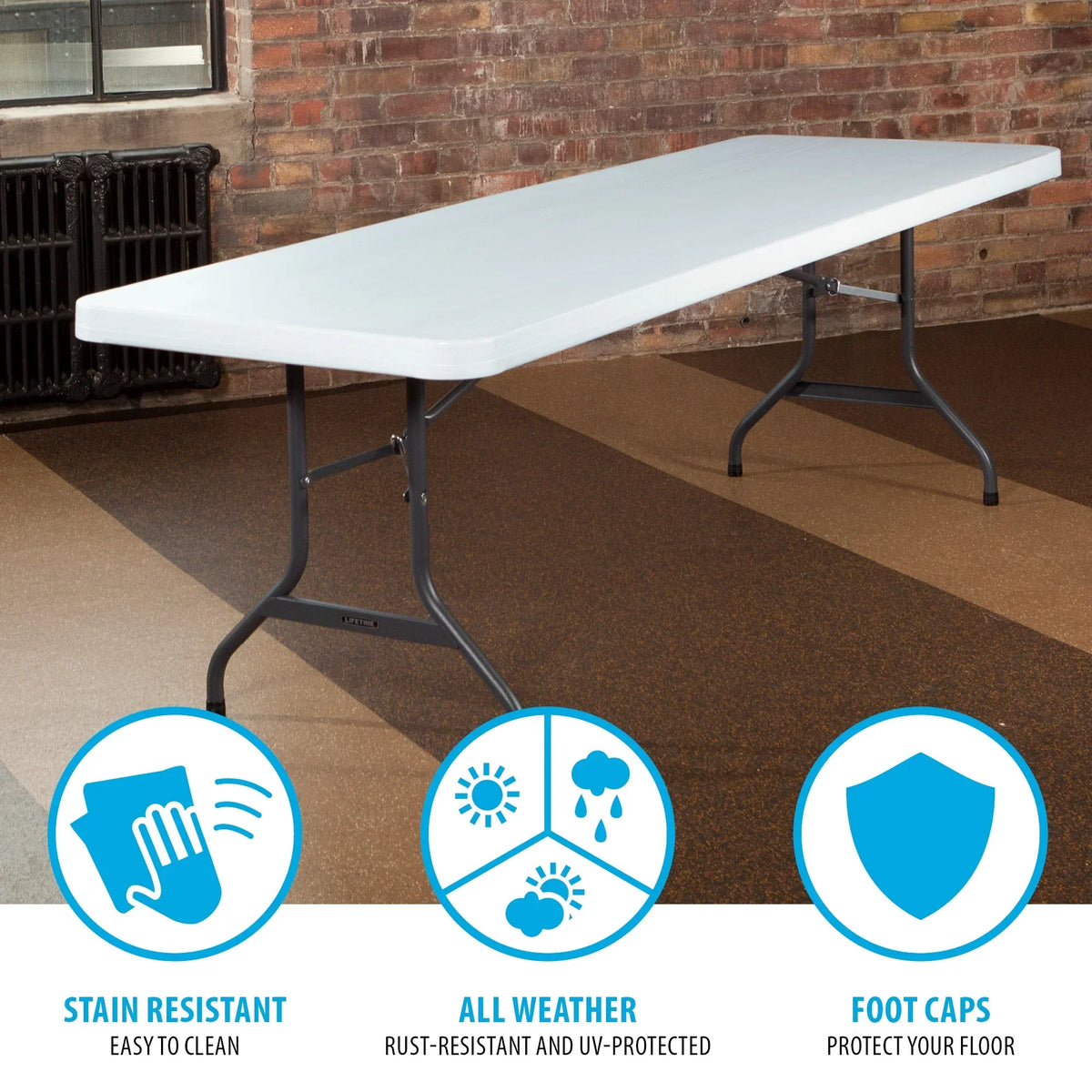 Lifetime Combo Set of (4) 8 - Foot Rectangle Folding Tables & (32) Chairs, Indoor/Outdoor Use, White (80147)