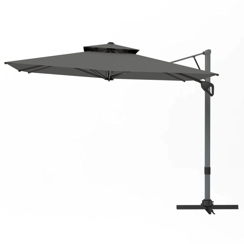2026 NewAlpha Joy 12x9ft Outdoor Patio Umbrella Large Rectangle Offset Cantilever Double Umbrella with 360°Rotation, Beige