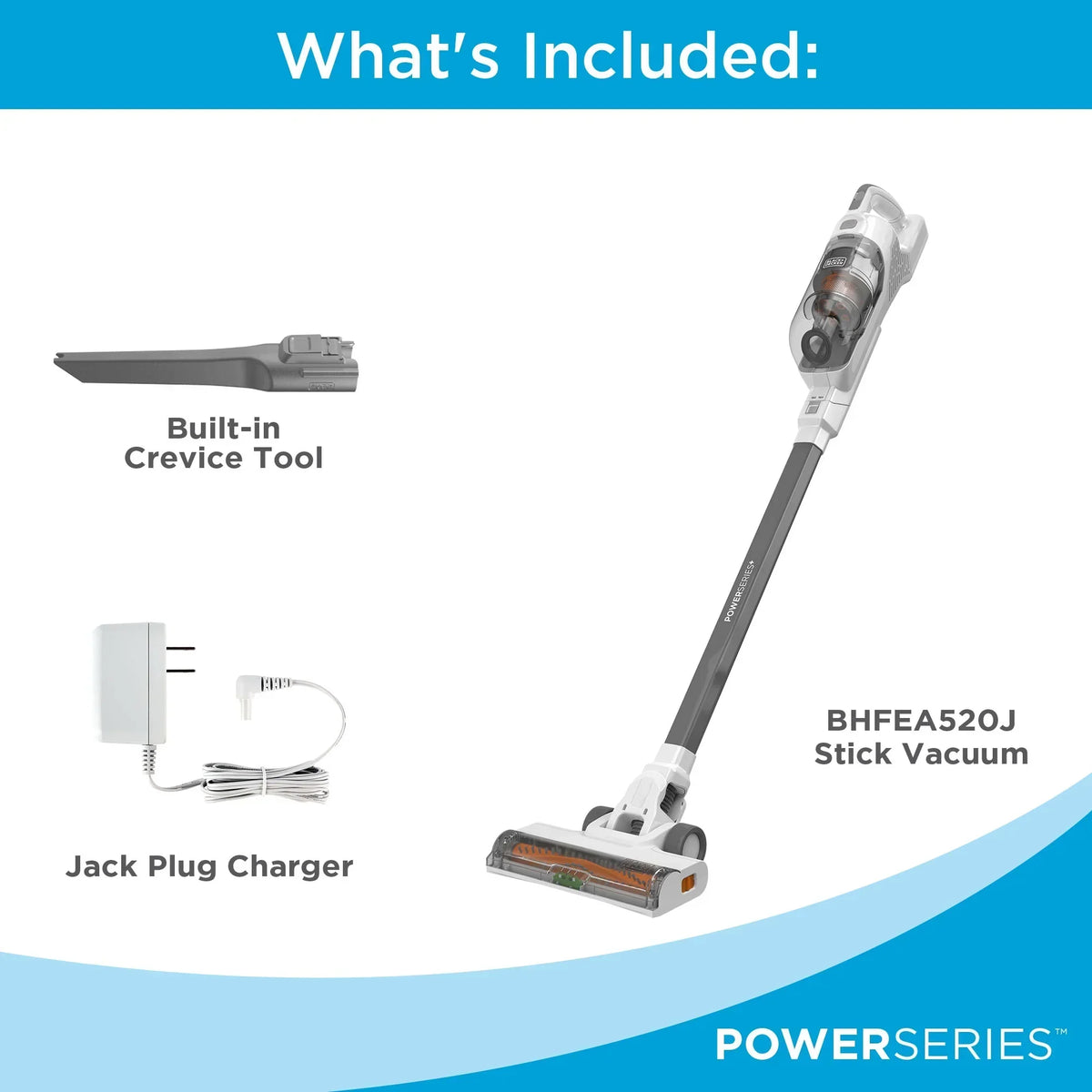 2026 NewBLACK+DECKER POWERSERIES+ 20V MAX Cordless Stick Vacuum, with Anti-Tangle Brush Bar, Convertible to Handheld, 44 Minute Run-Time, BHFEA520J