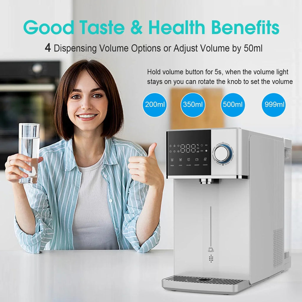 2026 NewIKT Countertop Hot and Cold Reverse Osmosis Water Dispenser Cooler, Fast Heating, Adjustable Temperature, Dispensing Volume Options
