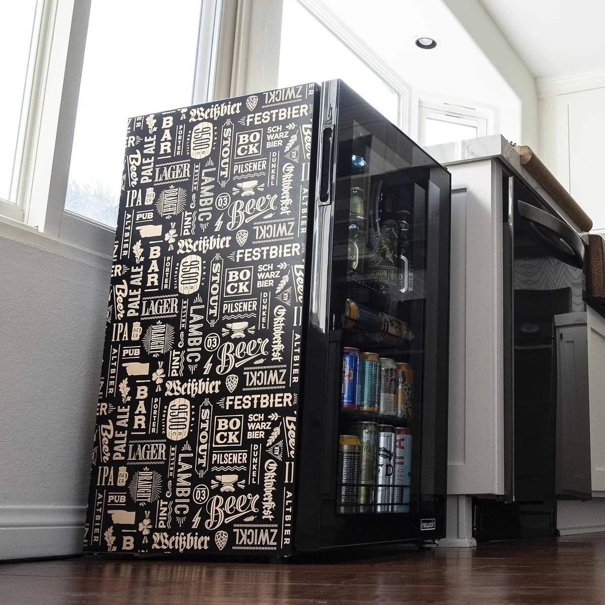 2026 NewBeverage Refrigerator Cooler | 126 Cans Free Standing with Right Hinge Glass Door | Mini Fridge Beverage Organizer Perfect For Beer, Wine, Soda, And Cooler Drinks
