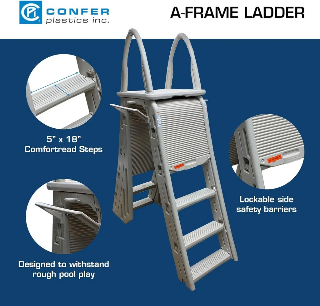 2026 Newconfer plastics a-frame 7200 above ground adjustable pool roll-guard safety ladder