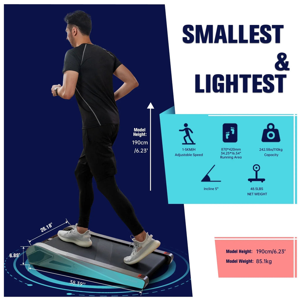 2026 NewEgofit Walker Pro Smallest Under Desk Electric Walking Treadmill for Home 2.0HP 5° Incline