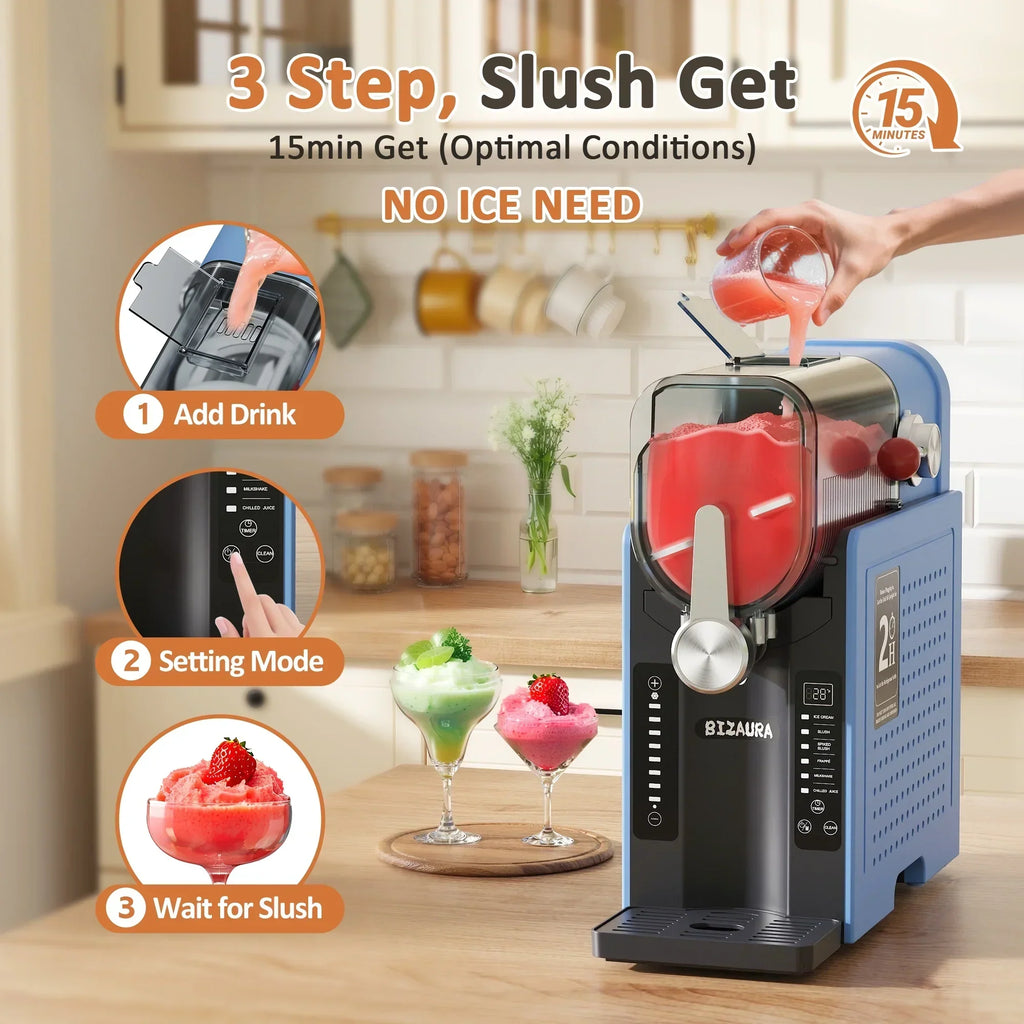 2026 NewBIZAURA Slushie Machine, Slushy Machine for Home No Ice Need, Professional Frozen Drink Maker, 6 Presets for Milkshakes, Frapp"s, Slush, Ice Cream