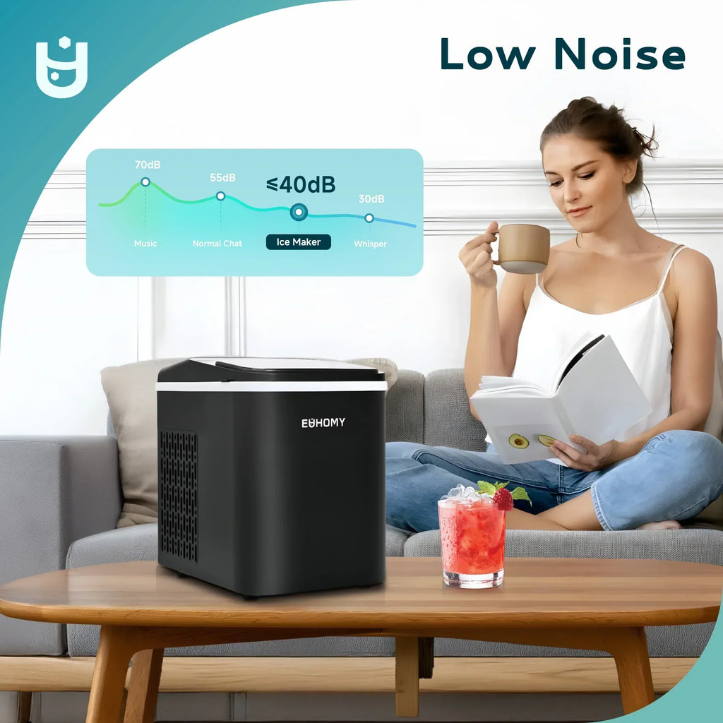 2026 NewEUHOMY 35lbs/24H Nugget Ice Maker Countertop, Pebble Ice Maker Machine with Auto-Cleaning, Black