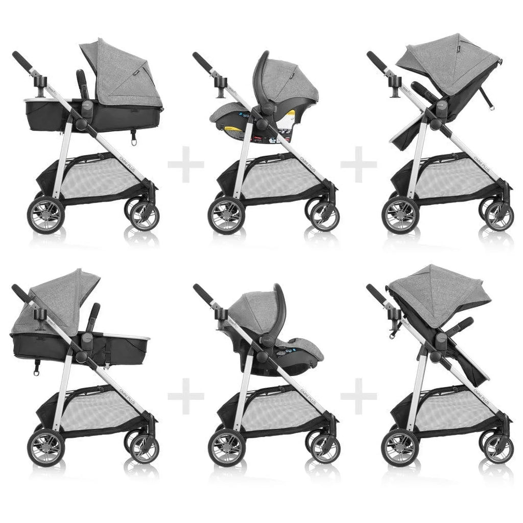 2026 NewEvenflo Omni Plus Modular Travel System with LiteMax Sport Infant Car Seat, Mylar Gray, Unisex