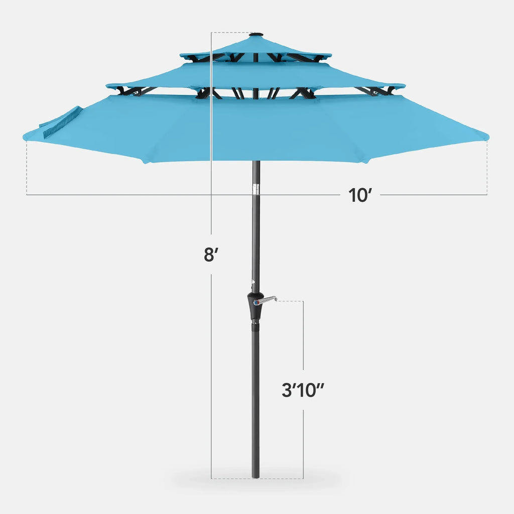2026 NewBest Choice Products 10ft 3-Tier Patio Umbrella, Market Sun Shade w/ Tilt Adjustment, Easy Crank - Red