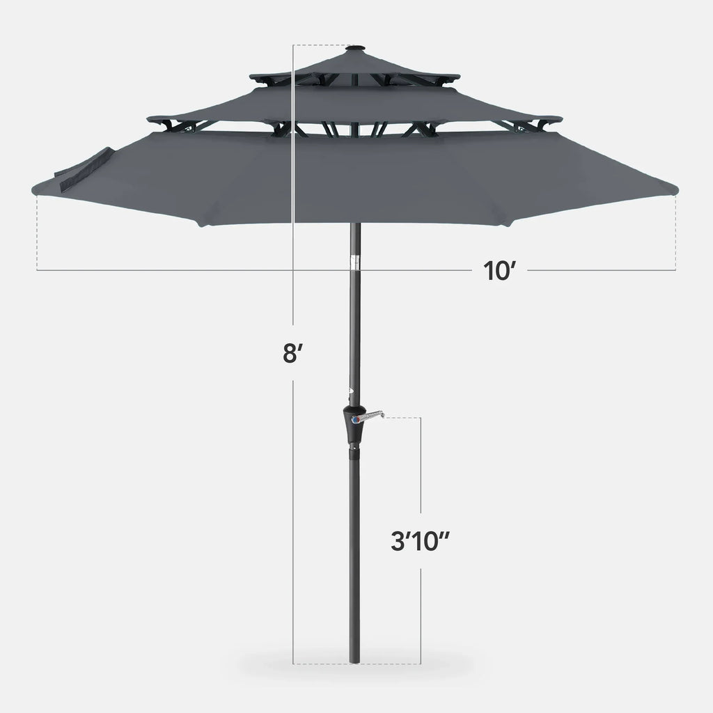 2026 NewBest Choice Products 10ft 3-Tier Patio Umbrella, Market Sun Shade w/ Tilt Adjustment, Easy Crank - Red