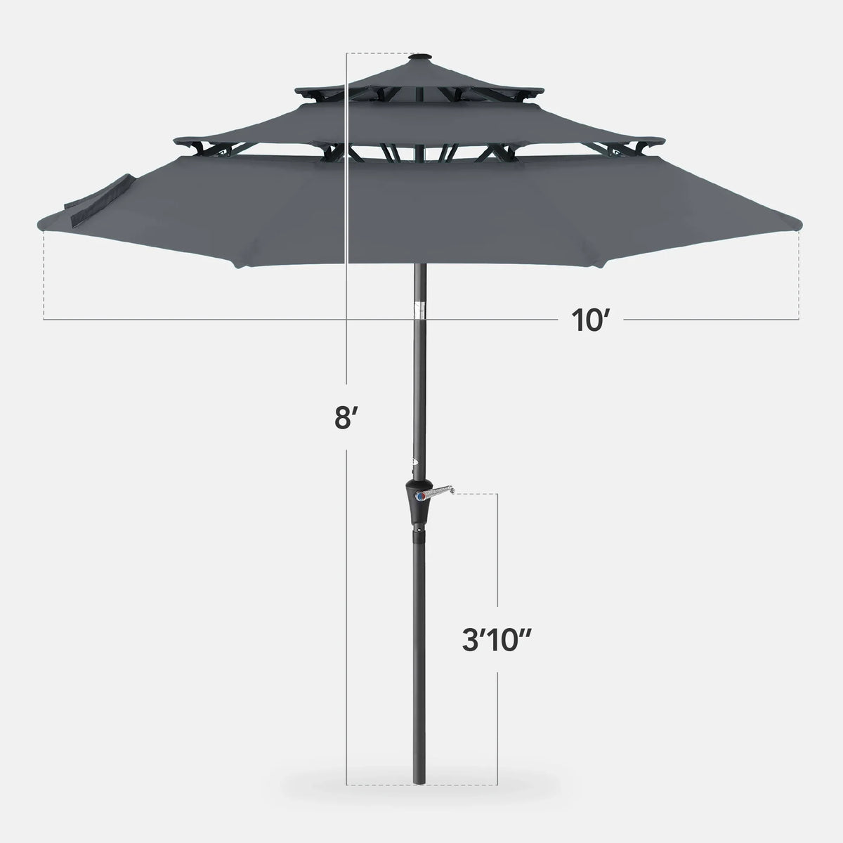 2026 NewBest Choice Products 10ft 3-Tier Patio Umbrella, Market Sun Shade w/ Tilt Adjustment, Easy Crank - Red